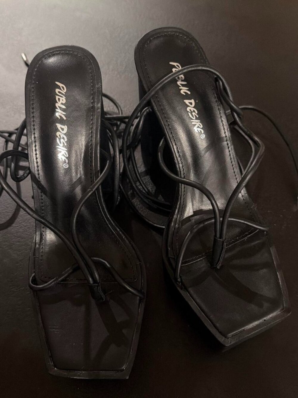 Public Desire black square toe heels with laces